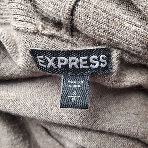 Express Women’s Brown Open Front Cardigan Sweater Small Rayon Cashmere Blend Dra - Picture 6 of 7